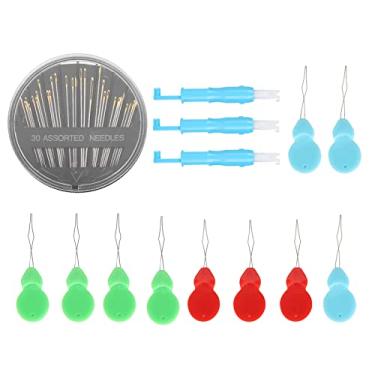 Imagem de Acouto Máquinas de Costura Doméstica Com Enfiador Automático de Agulhas - Ferramenta de Tecelagem e Costura Fácil de Usar Com Enfiadores de Latão e Plástico, Inclui 30 Agulhas Variadas, Bordado Sem Esforço e