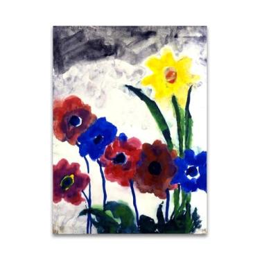 Imagem de RYLJCZ Pinturas famosas abstratas. Pôsteres e impressões de arte de Emil Nolde (flores de verão). Reprodução em tela. Quadro decorativo para sala de estar. (60 x 90 cm (23,5 x 35,5 polegadas/sem
