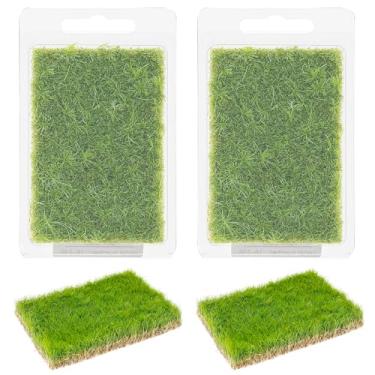 Imagem de Woohome 2 peças de grama estática tufo ferroviário grama artificial para cenário de trem, paisagem ferroviária, mesa de areia militar faça você mesmo, verde