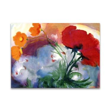 Imagem de RYLJCZ Pinturas famosas abstratas. Pôsteres e impressões de arte de Emil Nolde (flores vermelhas). Reprodução em tela. Quadro decorativo para sala de estar. (60 x 84 cm (23 x 33 polegadas/sem moldura)