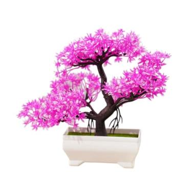 Imagem de Bonsai Artificial,Planta Artificial Decorativa para Casamento,Árvore Pequena Realista de Plástico(Lilás e Branco)