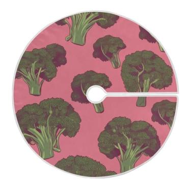 Imagem de Blueangle Saia de árvore de Natal com padrão de brócolis de 90 cm - poliéster macio e resistente a rugas, decoração de férias para festas de Natal, árvore festiva e decoração de casa (252)