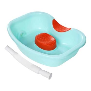 Imagem de ChuYiElegance Lavatório para Cabelo, Bandeja para Lavar com Tubo de Drenagem E Mangueira, Tigela de Xampu com Borda Lisa, Banheira para Lavar Cabelo, para Cabeceira, Verde