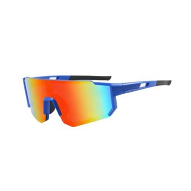 Imagem de Óculos de Sol Esportivo UV400, Design Moderno, Lentes Espelhadas Coloridas, Armação Durável em Policarbonato Proteção Anti-embaçamento, Narigueira Emborrachada (Azul e Laranja)