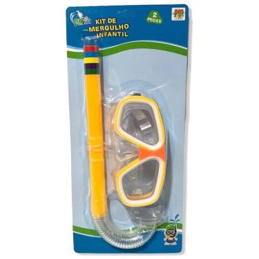 Imagem de Kit De Mergulho Infantil Máscara Snorkel Respirador para Piscina Natação Mergulho Dm Splash Laranja-Unissex