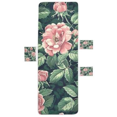 Imagem de STAYTOP Linda capa de toalha de espreguiçadeira peônias, capa macia para espreguiçadeira, capas de cadeira de praia com bolsos para jardim ao ar livre, pátio, pátio, banhos de sol, gramado, 216 x 76