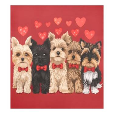 Imagem de Qilmy Capa de ímã de máquina de lavar louça de cachorro fofo Dia dos Namorados 58 x 66 cm capas decorativas de geladeira para porta frontal adesivo de folha magnética máquina de lavar louça painel