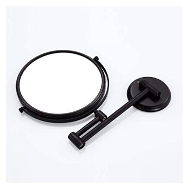 Imagem de LMJYU Espelho de banheiro minimalista preto montado na parede espelho de maquiagem 20 cm ampliação 3 vezes espelho duplo dobrável