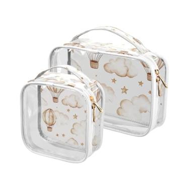 Imagem de xigua Balões de ar quente aquarela bolsa de maquiagem para mulheres, bolsa de cosméticos transparente de viagem, bolsa de higiene portátil à prova d'água para viagens, férias, organização de banheiro