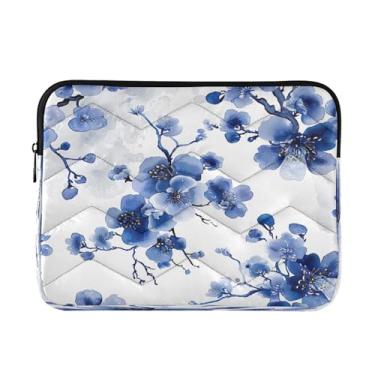 Imagem de Wassud Capa para laptop de 14 polegadas azul flores de cerejeira à prova de choque à prova d'água poliéster bolsa para laptop capa para notebook computador tablet