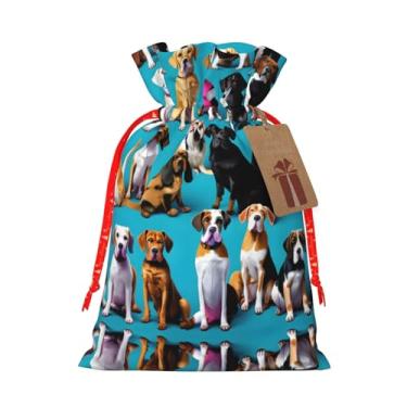 Imagem de Muitos padrões Beagle estampados Natal cordão sacos de presente para Natal, aniversário, festa de casamento, presentes