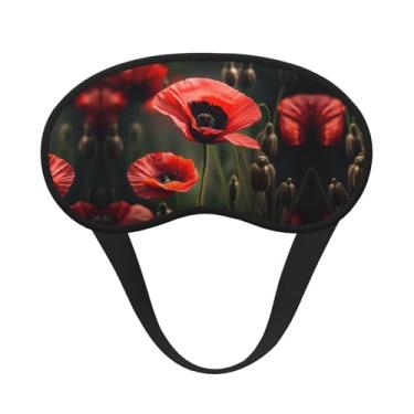 Imagem de Máscara de dormir blecaute com estampa de flores de papoula vermelha, máscara para os olhos, leve, macia, para dormir, meditação, viagem, ioga