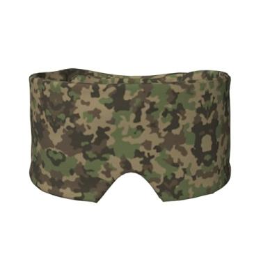 Imagem de Máscara verde camuflada para dormir para olhos e orelhas, respirável, ajustável, blecaute, venda, confortável