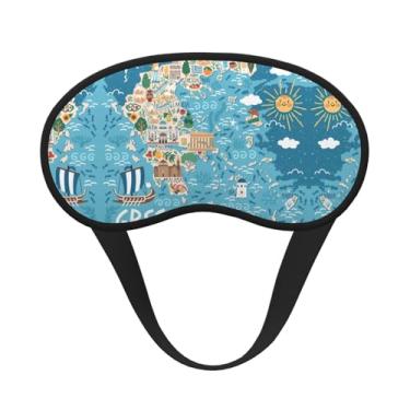 Imagem de Máscara de dormir blackout com estampa de mapa da Grécia, máscara para os olhos, leve, macia, para dormir, meditação, viagem, ioga
