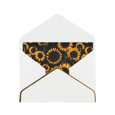 Imagem de SKKNT Cartões de felicitações com estampa de flores desabrochando de girassol para todas as ocasiões, convites de festa de aniversário de casamento, 12,7 x 15,2 cm