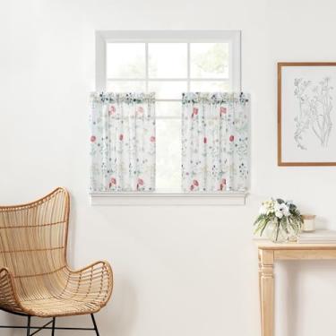Imagem de Martha Stewart Conjunto de 2 peças de cortina de janela Martha's Garden - 68,5 cm x 91,4 cm, multicolorido