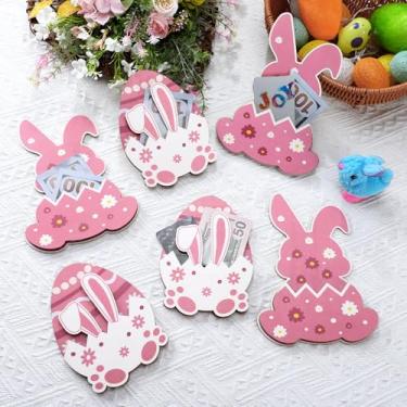 Imagem de AceOrbit 6 peças de porta-coelhinhos da Páscoa, cartões de presente de coelho de madeira, para crianças, dinheiro, ovos de Páscoa, coelhinhos, presentes a granel, ideias de decoração