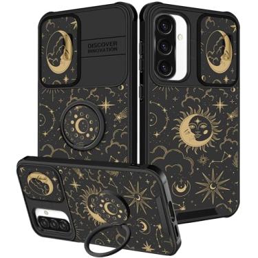 Imagem de Funermei Capa para celular Samsung Galaxy A36/A56 5G - Capa de telefone feminina bonita estética sol lua estrelas design exclusivo com capa de câmera e suporte de anel Funda para Samsung A36/A56 5G