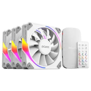 Imagem de Kit Com 3 Fans Cooler ARGB PCyes Sangue Frio 3 White Ghost 120mm