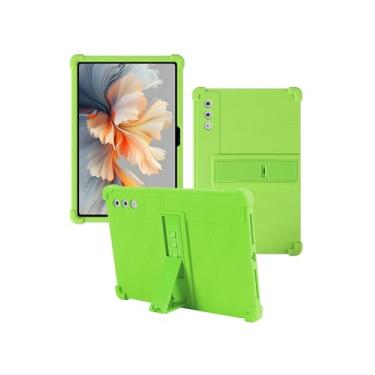 Imagem de Capa para tablet Lenovo Yoga Tab Plus de 12,7 polegadas - Capa protetora de borracha leve de silicone macio à prova de choque e suporte ajustável, adequada para crianças, verde