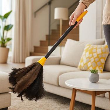 Imagem de Espanador de Pó Penas de Peru 50cm Cabo Longo Limpeza Delicada - Dassh