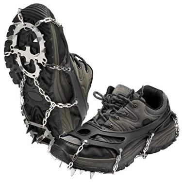 Imagem de 18 Espinhos Traction Cleats - Grifos de Gelo e Neve -Derrube com Bolsa Armazenamento para Caminhada Trekking Pesca Alpin