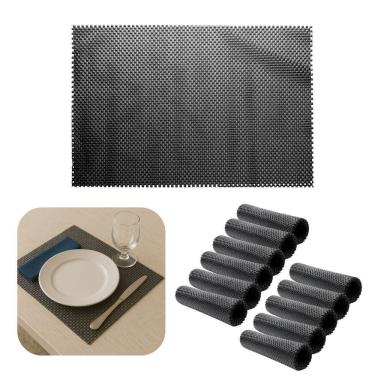Imagem de 12 Lugar Americano Retângulas Mesa Preto Pvc Antiderrapante Sousplat 45x30cm Lyor