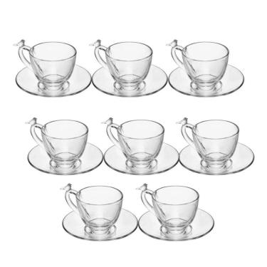 Imagem de Jogo 8 Xícara De Café De Cristal Ecológico Com Pires Bird 80ml Wolff