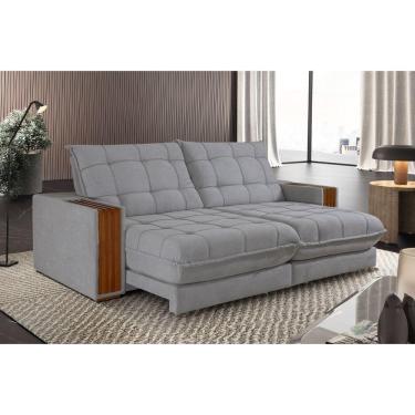 Imagem de Sofá Retrátil Berlim 2,10m 3 Lugares Molas Ensacadas Txr Prata