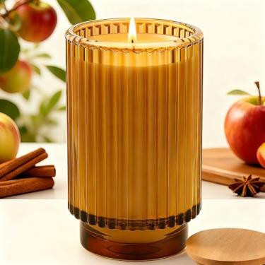 Imagem de Vela perfumada de maçã e canela, vela de soja natural, presente de vela de outono, presente de velas de luxo para mulheres e homens, presente de aquecimento de casa
