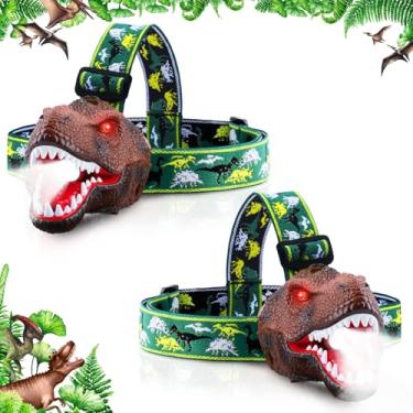 Imagem de Dysaim Lanterna de cabeça em spray de LED – Farol essencial para equipamentos de acampamento infantil | Lanterna de brinquedo de dinossauro para meninos e meninas | Presente ideal para aniversário