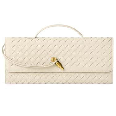 Imagem de XquiziFit Bolsas de mão femininas de tecido de couro para noite bolsas de ombro femininas transversais, Camurça branca bege, One Size