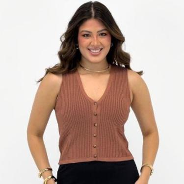 Imagem de Colete Via Tricot Boho Cropped em Tricot Feminino-Feminino