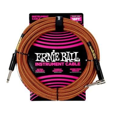 Imagem de Ernie Ball Braided Instrument Cable Straight/Angle 18ft - Pumpkin Pie