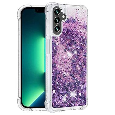 Imagem de Yarxiawin Capa de telefone para Samsung A15 5G silicone dourado, amortecedor à prova de choque para Samsung Galaxy A15 5G capa transparente com glitter líquido, capa protetora resistente com
