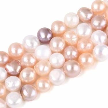 Imagem de LiQunSweet 53 peças 6,5-8 mm cores misturadas pérolas naturais pérolas naturais de água doce contas soltas para joias faça você mesmo, pulseira, colar, brinco, bolsa, chaveiro, decoração de telefone