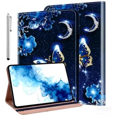 Imagem de ALILANG Capa para iPad (A16) 11ª geração 11 polegadas 2025, iPad 10ª geração 10,9 polegadas 2022, capa dobrável leve à prova de choque para tablet iPad A16 2025 - Borboleta azul brilhante