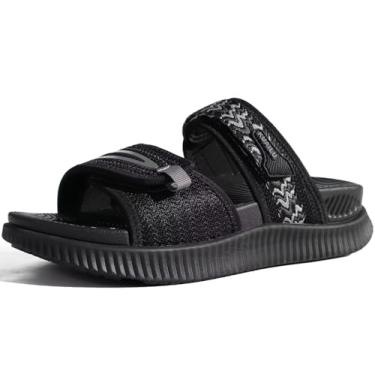 Imagem de KuaiLu Sandálias femininas modernas ortopédicas femininas atléticas de recuperação de almofada grossa com alça ajustável para caminhada com suporte de arco para fascite plantar confortável, Preto, 37