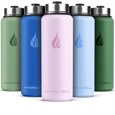 Imagem de HYDRO CELL Garrafa de água isolada de aço inoxidável com canudo - para bebidas frias e quentes - Frasco de metal a vácuo com tampa de rosca e garrafa térmica esportiva moderna à prova de vazamento
