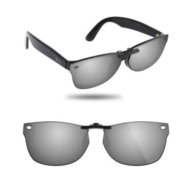 Imagem de Fiskr Óculos de sol polarizados clip-on para Ray-Ban RB5184F (tamanho 52-18) - Proteção UV - Ajuste universal - Não abre, Prata metálica., 52mm