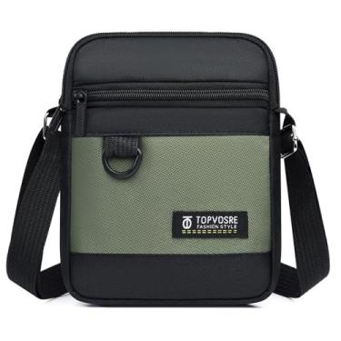 Imagem de Bolsas transversais para homens bolsa tiracolo leve bolsa mensageiro casual pequena bolsa mensageiro para viagens de trabalho, Verde, Comutar