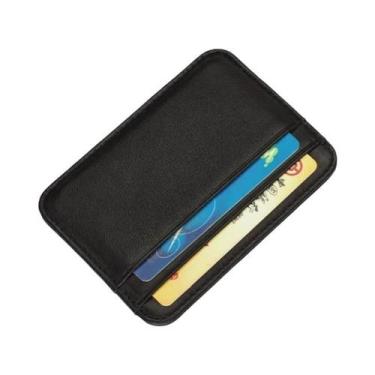 Imagem de Carteira Masculina Slim Em Couro Legítimo, Mini Porta-Cartões De Ident