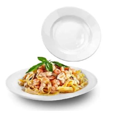 Imagem de 6 Pratos Fundo Branco Melamina Buffet Restaurantes 20cm - Cascavel