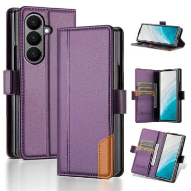 Imagem de Asuwish Capa de celular para Samsung Galaxy Z Fold 7 com compartimento para cartão de crédito, suporte com bloqueio de RFID, fina, resistente, bolsa flip para celular, acessórios para celular ZFold Z7