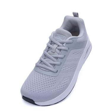 Imagem de ZF ZEFUHER Tênis feminino de caminhada com bico largo, suporte de arco, fascite plantar, tênis de corrida para ficar em pé o dia todo, Cinza, 8.5 Wide