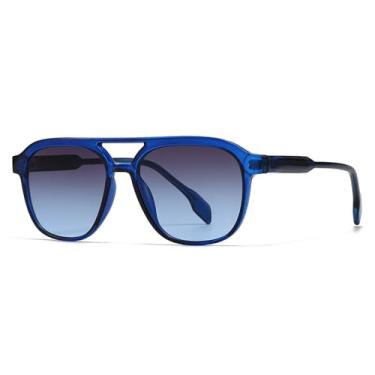 Imagem de Óculos de Sol UV400 - Cor Jelly, Ponte Dupla, Lentes Degradê, Para Homens e Mulheres, Esportes ao Ar Livre, Corrida, Ciclismo, C3 Azul