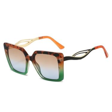 Imagem de Óculos de Sol UV400 - Armação Degradê com Estampa de Leopardo para Homens e Mulheres, Ideal para Esportes ao Ar Livre, Corrida e Ciclismo, Verde Leopardo