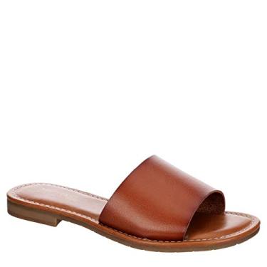 Imagem de Michael by Michael Shannon Demi – Sandália feminina de couro sintético, bico aberto, sem cadarço, salto baixo empilhado, Marrom, 9.5