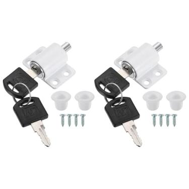 Imagem de PATIKIL 2 peças de fechadura de janela de porta deslizante, fechadura com chave de empurrar, fechaduras de porta de pátio sem necessidade de perfuração para janelas deslizantes horizontais, preto