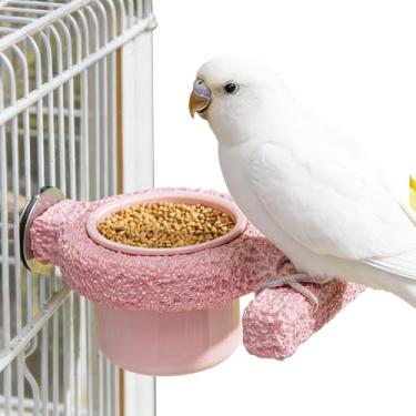 Imagem de Alimentador de água para pássaros para gaiola, tigela de pássaros com poleiro | Prato de água de cacatua - para periquito canário, cacatua, calopsita, periquito, periquito, periquito, periquito